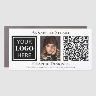Personalized Professional Photo QR Code Elegant Car Magnet