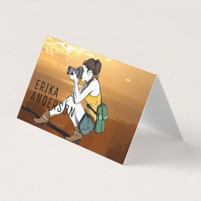 Personalized Professional Photographer Folded Business Card (Front)