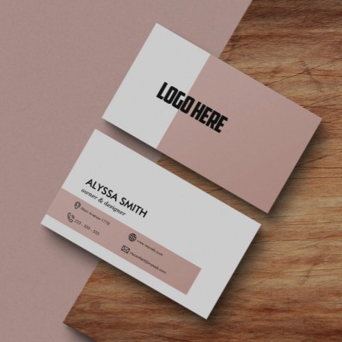 Personalized Professional Rose Pink Elegant Logo Business Card