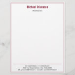 Personalized Professional Your Business Letterhead<br><div class="desc">Custom Colors and Font - Simple Personalized Name Profession Address Contact Information Modern Personal or Business Office Letterhead - Add Your Name - Company / Profession - Title / Address / Contact Information - Phone / E-mail / Website / more - or Remove - Choose / add your favorite Colors...</div>