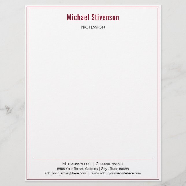 Personalized Professional Your Business Letterhead (Front)