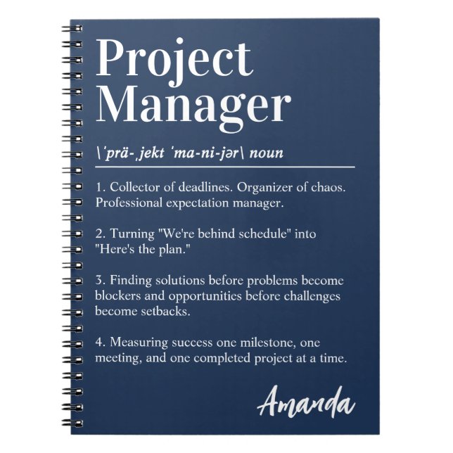 Personalized Project Manager Dictionary Definition Notebook (Front)