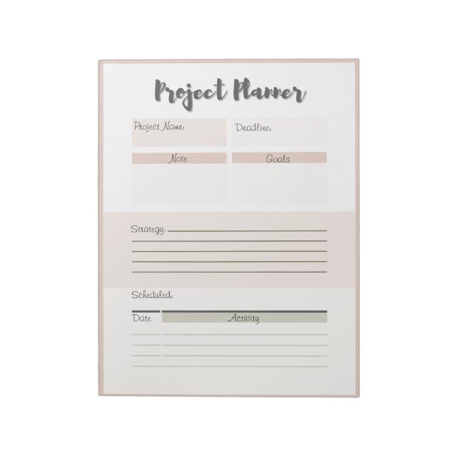 Personalized Project Planner Notepad (Rotated)