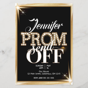 Personalized PROM SEND-OFF Elegant Black and Gold Flyer