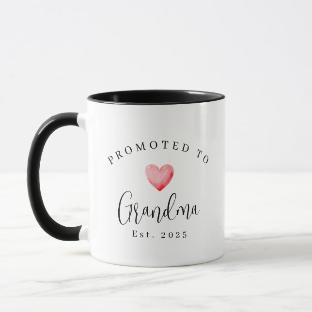Personalized Promoted To Grandma 2025 Script  Mug (Left)