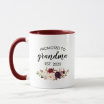 Personalized Promoted To Grandma Floral Burgundy Mug at Zazzle