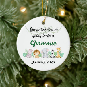 Personalized Promoted To Grandparent Jungle Animal Ceramic Ornament