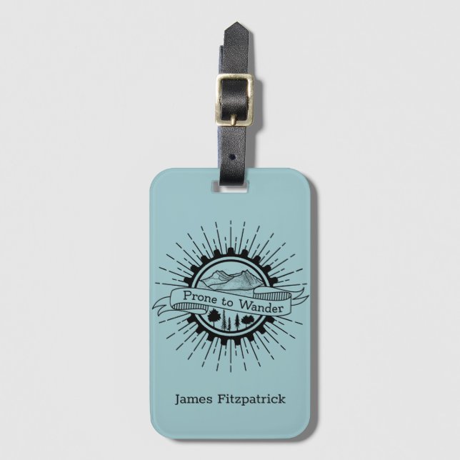 Personalized Prone to Wander Traveler Luggage Tag (Front Vertical)