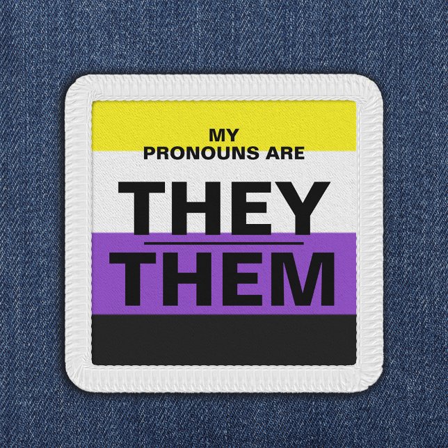Personalized Pronouns Non-Binary Flag Patch (For our non-binary community we present this very cool patch. )