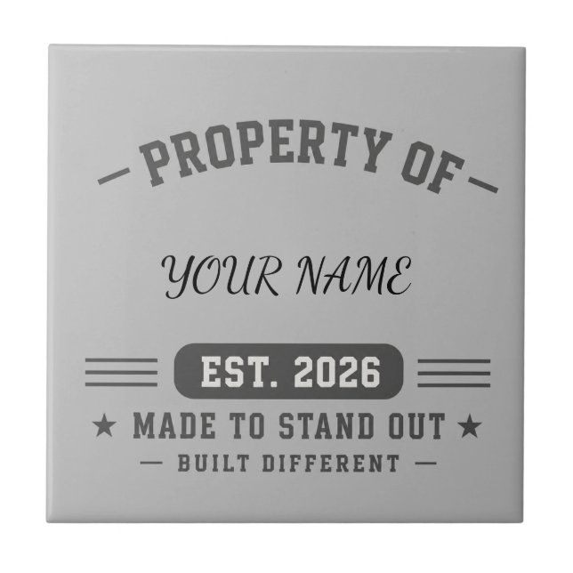 Personalized Property Of Name – Varsity Style Cust Ceramic Tile (Front)