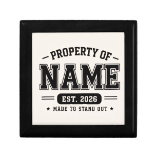 Personalized Property Of Name – Varsity Style Cust Gift Box