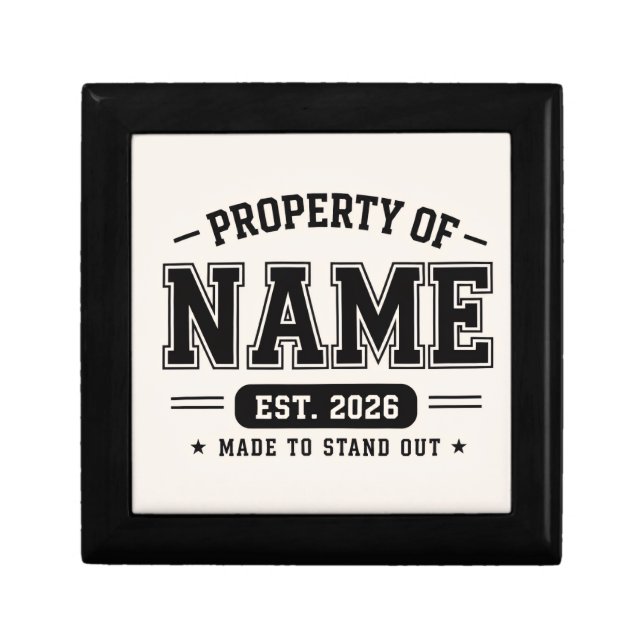 Personalized Property Of Name – Varsity Style Cust Gift Box (Front)