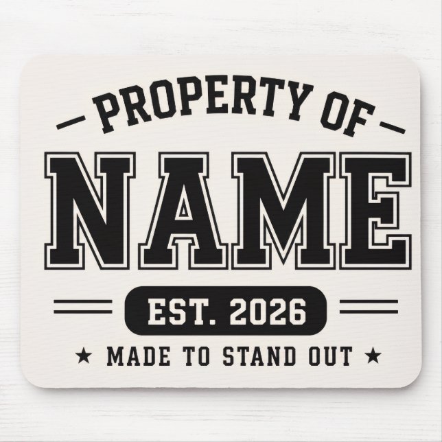 Personalized Property Of Name – Varsity Style Cust Mouse Pad (Front)