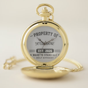 Personalized Property Of Name – Varsity Style Cust Pocket Watch