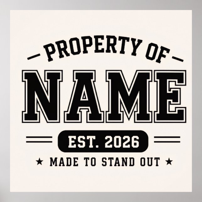 Personalized Property Of Name – Varsity Style Cust Poster (Front)
