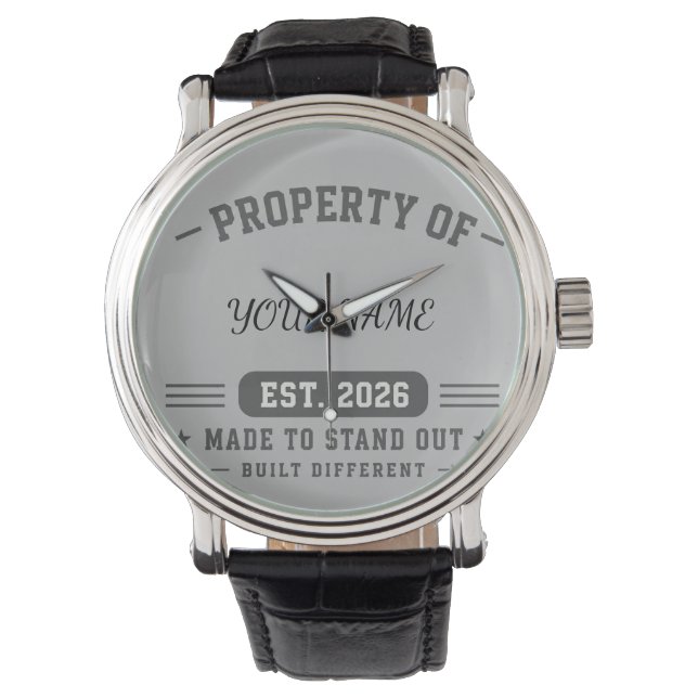 Personalized Property Of Name – Varsity Style Cust Watch (Front)