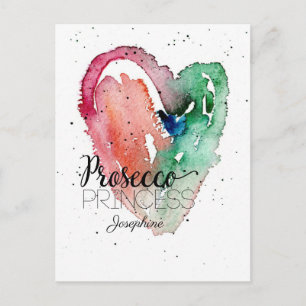 Personalized Prosecco Princess Watercolor Postcard