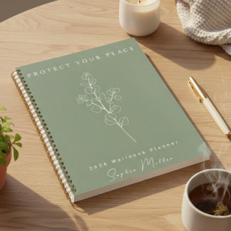 Personalized Protect Your Peace 2026 Sage Green Planner