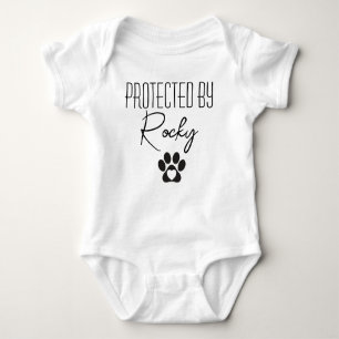 Personalized Protected By Dog Baby Baby Bodysuit