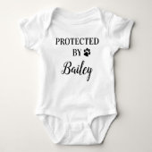 Personalized Protected By Dog Baby Bodysuit (Front)