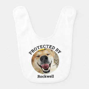 Personalized Protected By Dog Pet Photo  Baby Bib