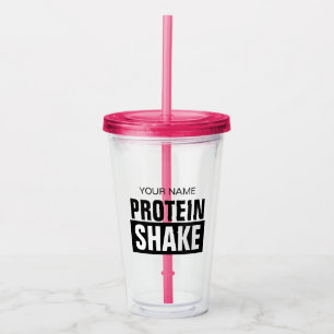 Personalized protein shake tumbler glass with lid