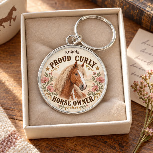 Personalized Proud American Bashkir Curly Horse Keychain