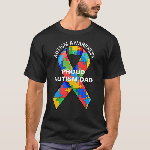 Personalized Proud Autism Dad Puzzle Ribbon T_Shirt