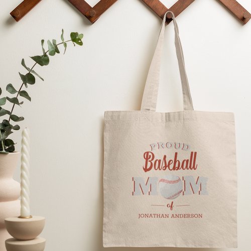 Personalized Proud Baseball Mom Tote Bag