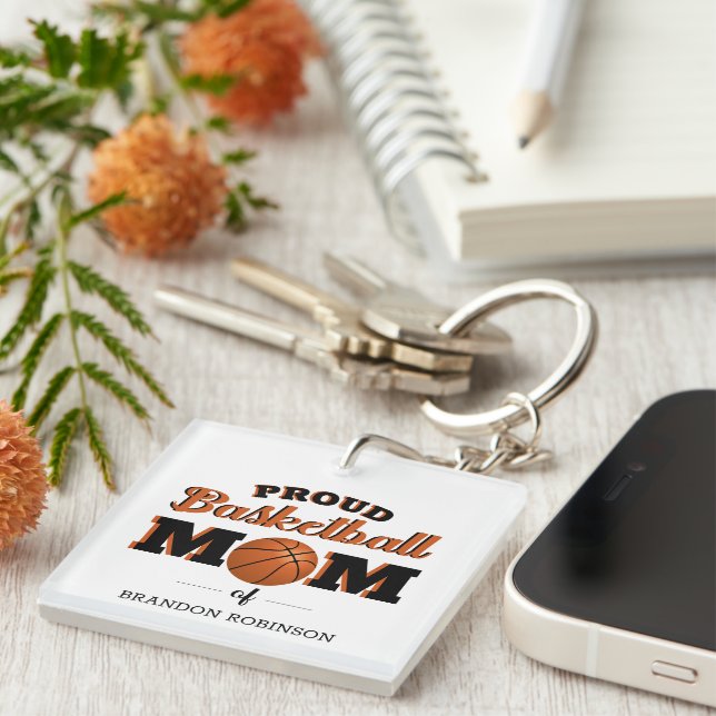 Personalized Proud Basketball Mom Keychain (Front Right)