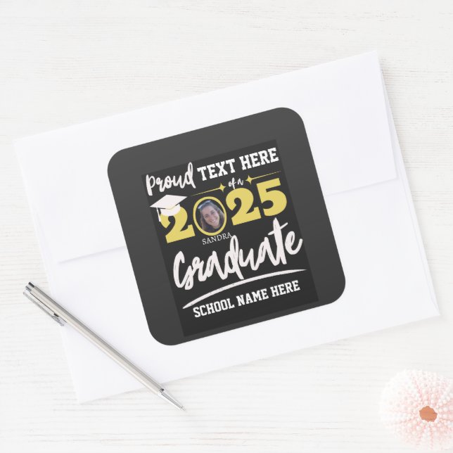 Personalized Proud Family Graduation Class of 2025 Square Sticker (Envelope)