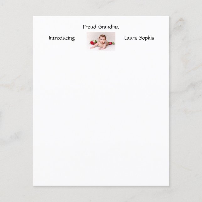 Personalized Proud Grandma New Baby Newborn Photo (Front)