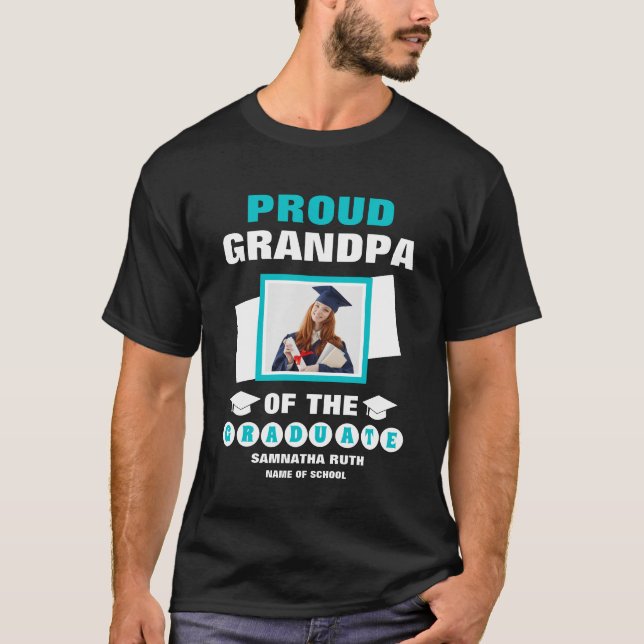 Personalized Proud Grandpa Of The Graduate Photo T-Shirt (Front)