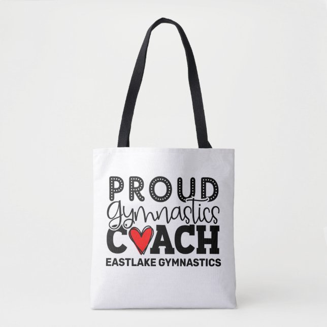 Personalized Proud Gymnastics Coach Tote Bag (Front)