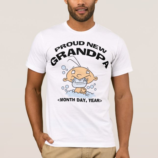 Personalized Proud New Grandpa T-Shirt (Front)