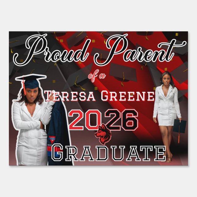 Personalized Proud Parent 2026 Graduation Sign (Front)
