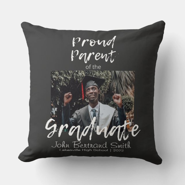 Personalized Proud Parent of Graduate Student Throw Pillow (Front)