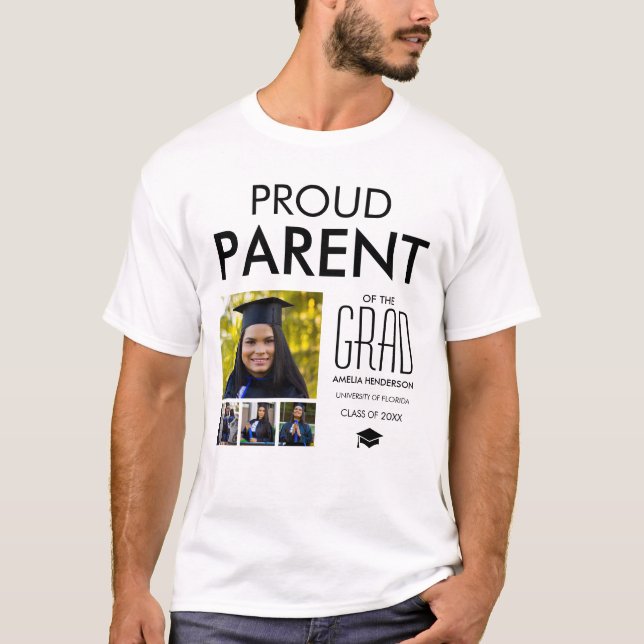 Personalized Proud Parent Of | Photo Collage T-Shirt (Front)