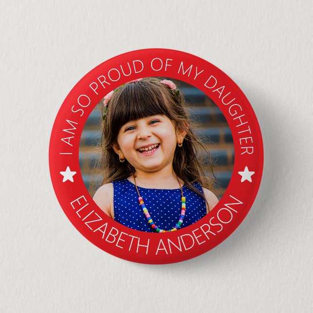Personalized Proud Parent Photo Button (Front)
