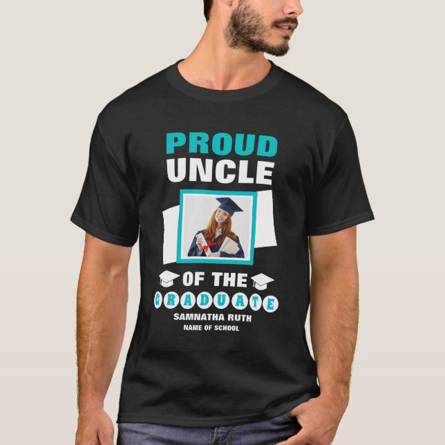 Personalized Proud Uncle Of The Graduate Photo T-Shirt (Front)