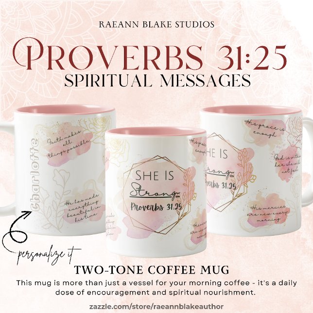 Personalized Proverbs 31:25 Spiritual Messages Two-Tone Coffee Mug (Creator Uploaded)