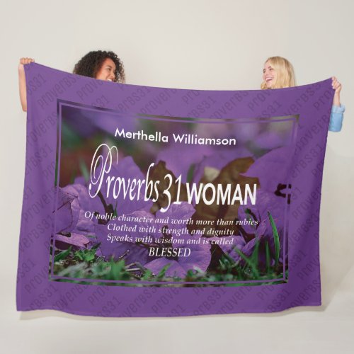 Personalized Proverbs 31 Woman Fleece Blanket