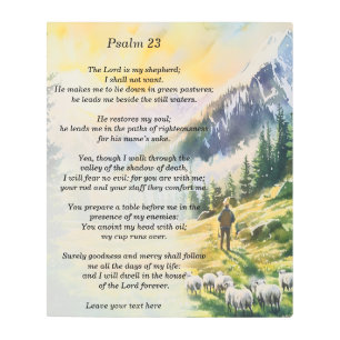 Personalized Psalm 23 With Shepherd Imagery Metal Print