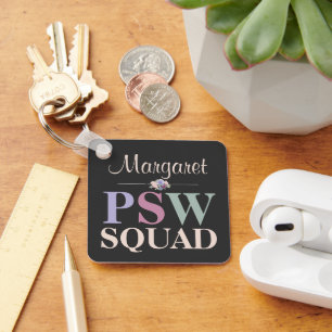 Personalized PSW Squad Floral Name Keychain