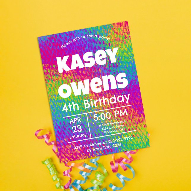 Personalized Psychedelic Rainbow Birthday  Invitation (Creator Uploaded)