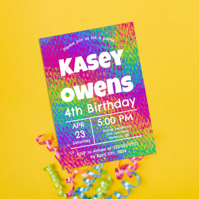 Personalized Psychedelic Rainbow Birthday Invitation | Zazzle