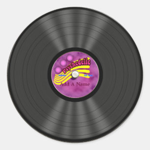 Personalized Psychedelic Vinyl Record Classic Round Sticker