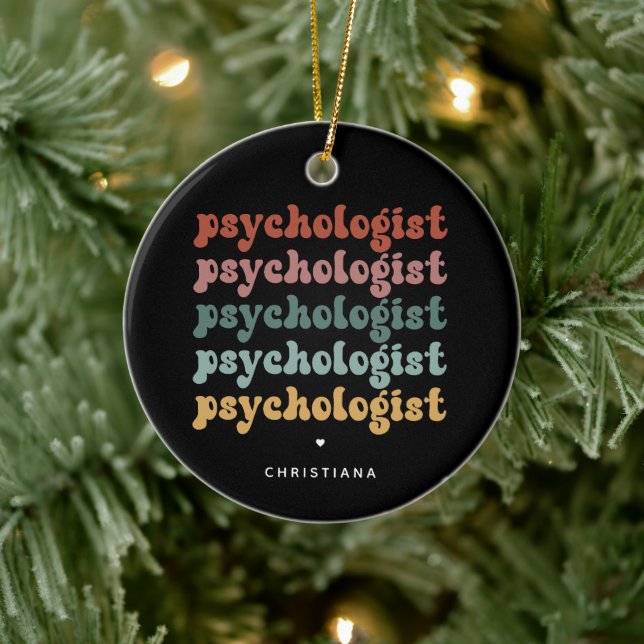 Personalized Psychologist Retro Psychology Ceramic Ornament (Tree)