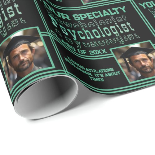 Personalized Psychology Name Graduation Year Photo Wrapping Paper