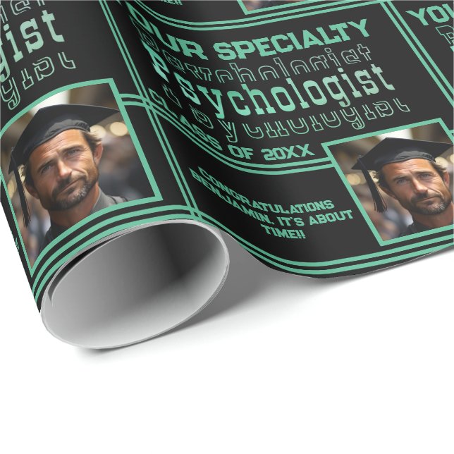 Personalized Psychology Name Graduation Year Photo Wrapping Paper (Roll Corner)